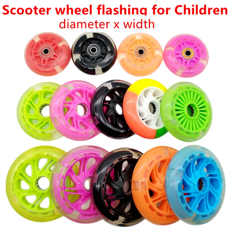 Gratis Verzending Kinderen Scooter Wiel Knipperende Verlichting Wiel 80Mm 100Mm 120Mm Pu Wiel Voor Kinderen Scooter