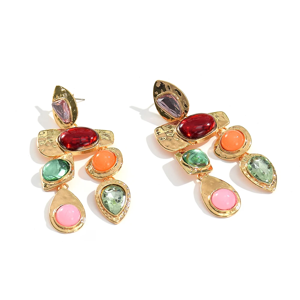 Dangle Earrings Drop Earrings Crystal Earrings Long Earrings New Metal Colorful Stone Earrings High-quality Crystal Dangle Long Drop Earring Jewelry Accessories for Women