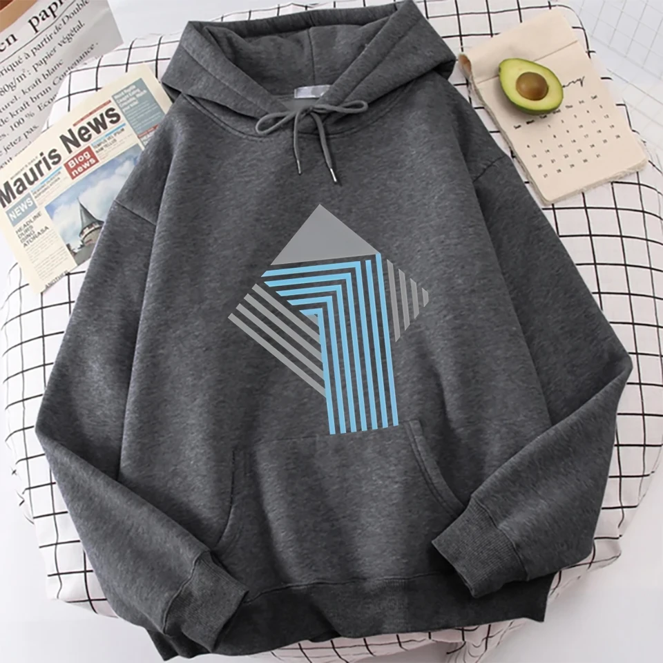 Geometric Stripe Hoodie Casual Sweatshirt for Women
