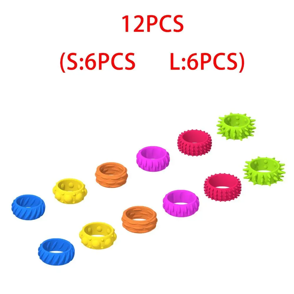 Fidget Toy Set 12pcs Spiky Sensory Finger Rings For Kids Anti Stress Anxiety Acupressure Rings Stress Relief Fidget Toys Children Gift
