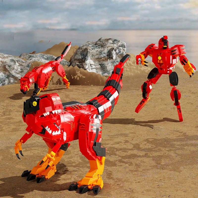 

2 In 1 Transformation Dinosaur Tyrannosaurus Rex Robot Wild Animal Block Set DIY Building Brick Christmas Toy For Boy Kids