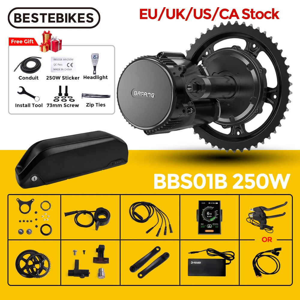 

Bafang Ebike Motor 36V 250W BBS01B BBS01 Mid Drive Motor Electric Bike Bicycle Conversion Kit 36V17 21AH Lithium Battery