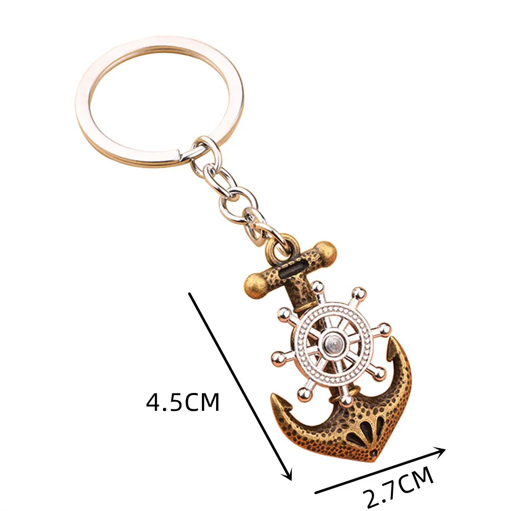 Vintage Anchor Key Chain Swivel Compass Keyring Men Bag