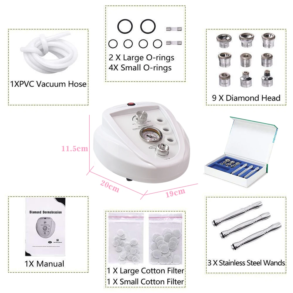 Professional Diamond Microdermabrasion Machine 3in1 Water Spray Exfoliation Beauty Device Removal Wrinkle Facial Peeling Tools