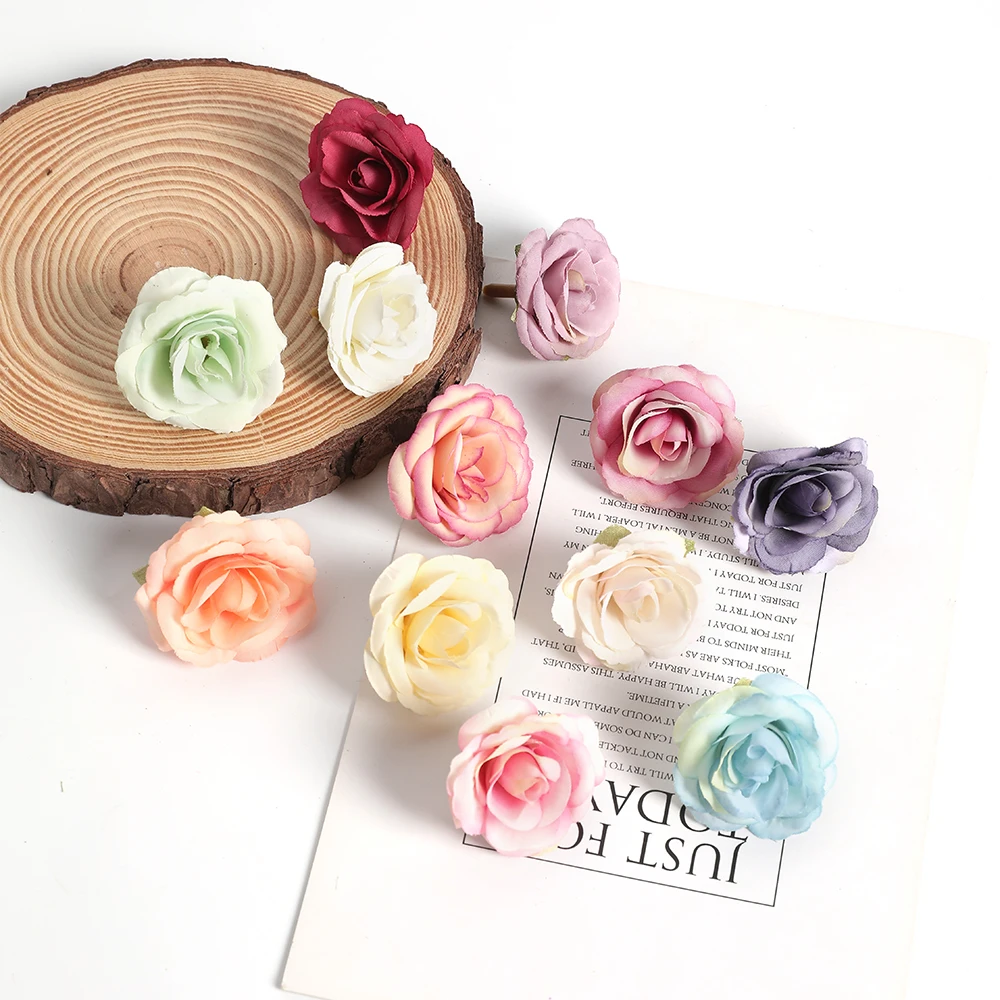10 Stück künstliche Rosenblütenköpfe, 3,5 cm, künstliche Blumen für Heimdekoration, Garten, Hochzeitsdekoration, DIY-Bastelgirlande, Zubehör – Detail 4