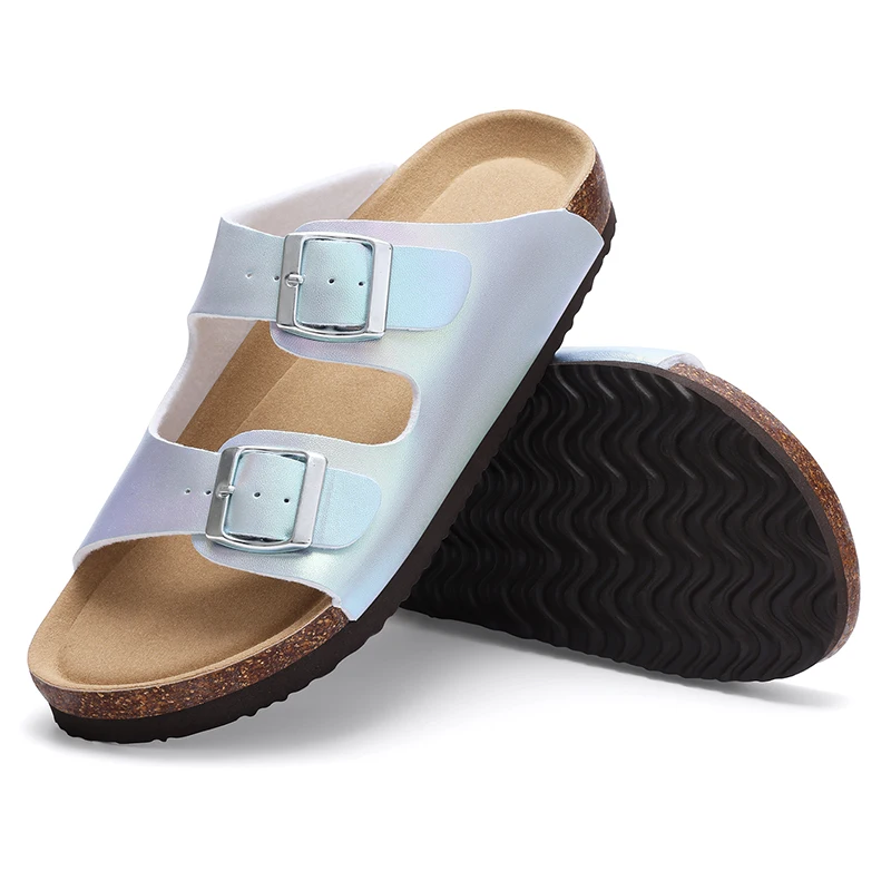 Women Summer Sandals Double Metal Buckle Non Slip Breathable Beach Slippers