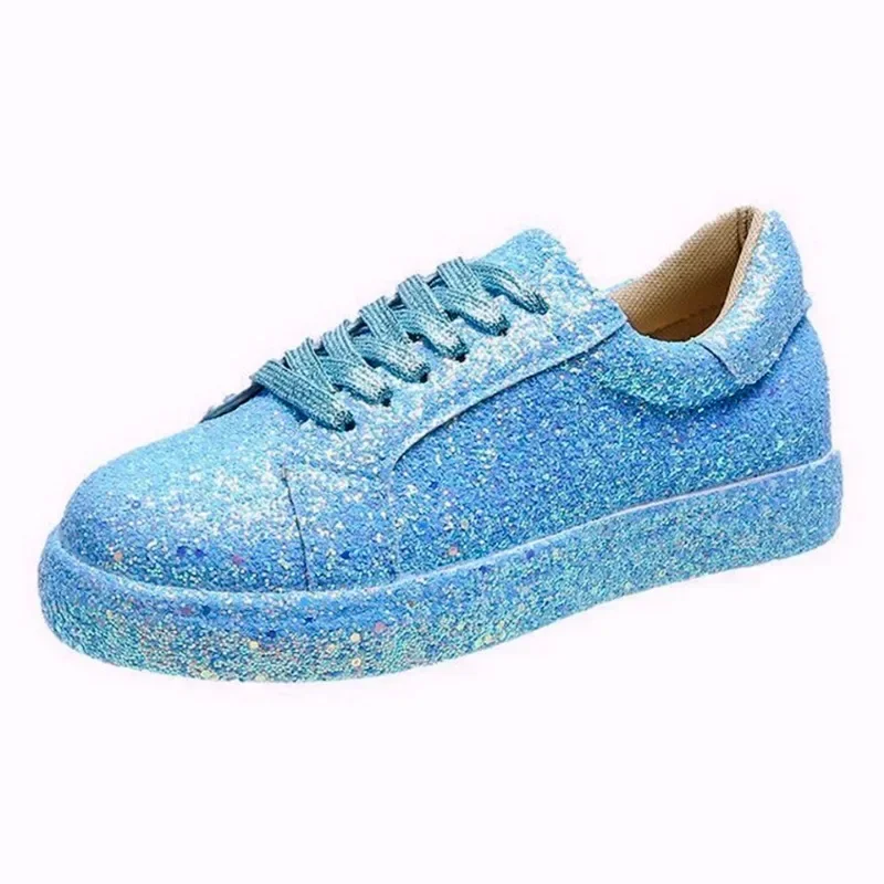 Spring and Autumn Big Size New Flat Casual Glitter Lace-up Low Top Sports Shoes Women Shoes Zapatos De Mujer Sneakers 6