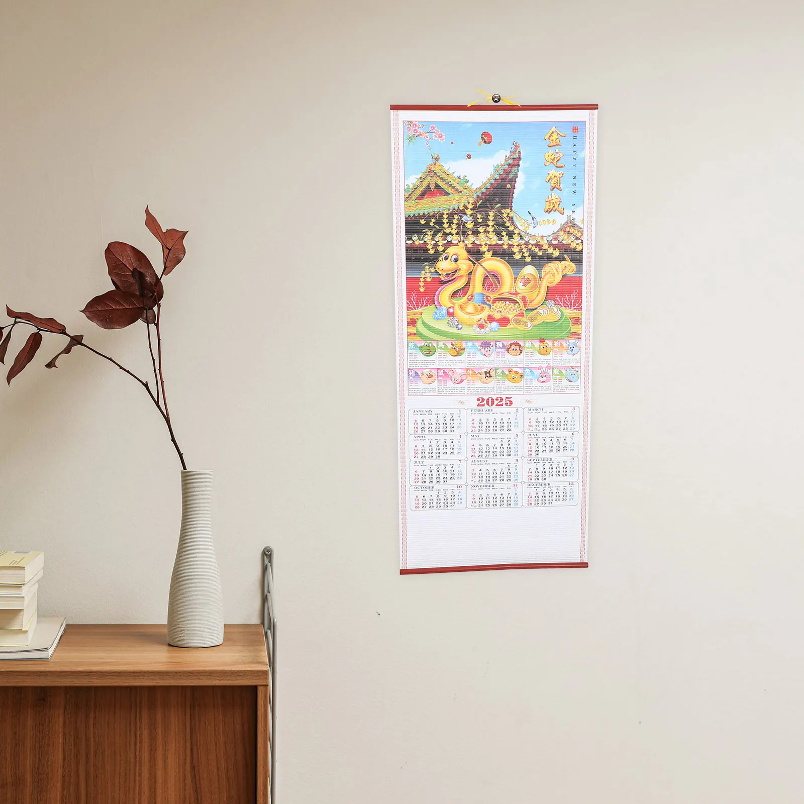 Wall Calendar Chinese Scroll Household Monthly Hanging Paper Rattan Office Wood For Dating wall calendar,paper wall calendar