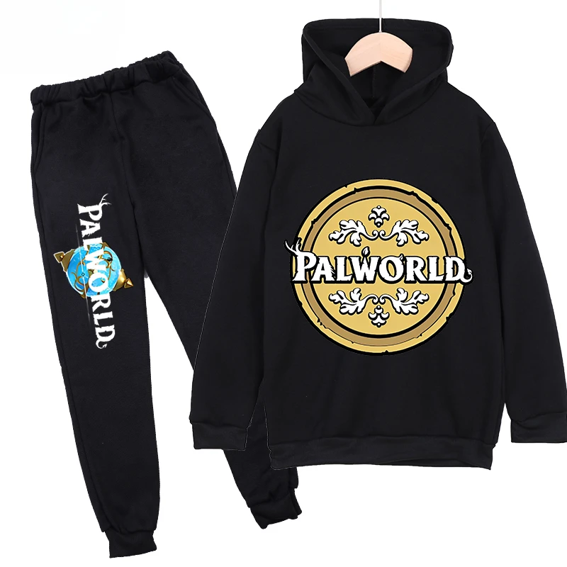 thumbnail image 1 of Conjunto de sudadera y pantalones con capucha de polar con estampado infantil de Palworld, conjunto deportivo de 2 piezas adecuado para conjuntos de niños y niñas, 1 of 5