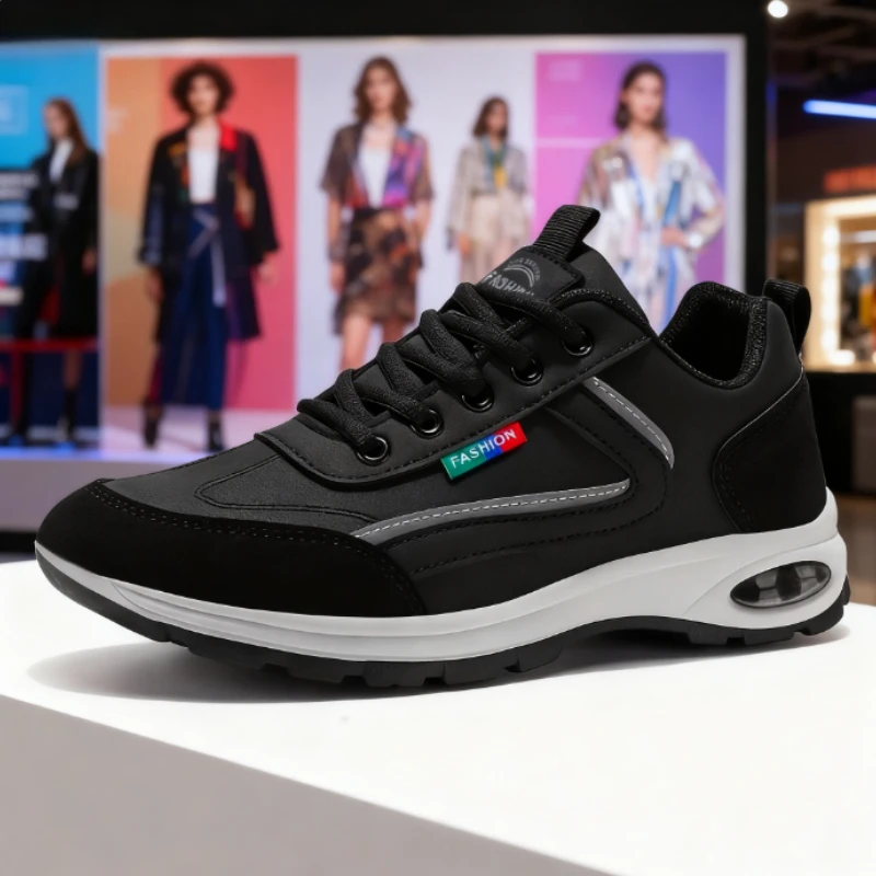 Fashion Sneakers for Men Non Slip Shoes Suede Detailing Outdoor Versatile Lace Up Platform Shoes Spring and Autumn Sports Shoes