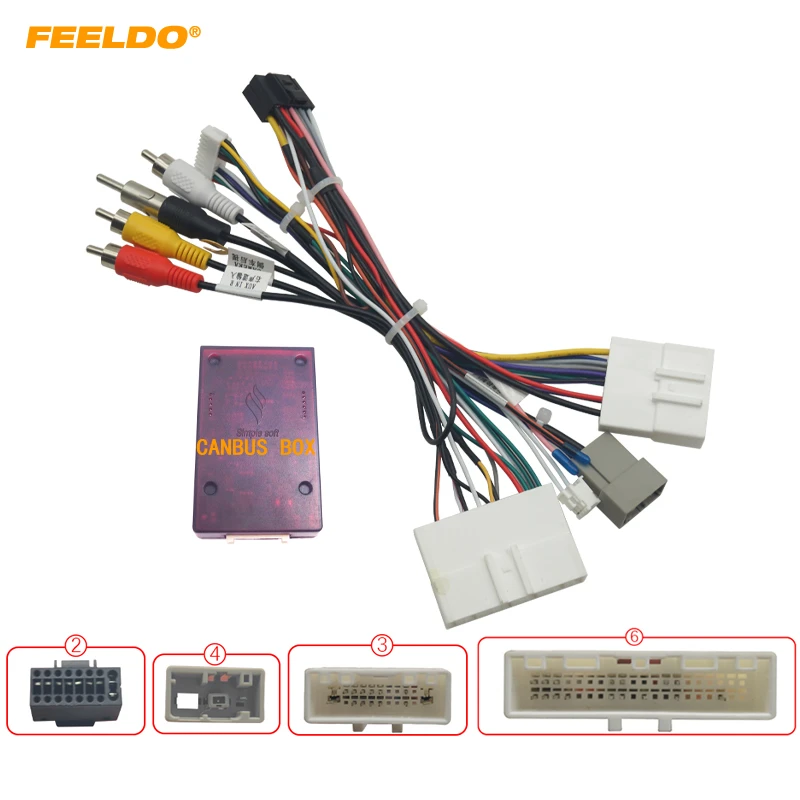 FEELDO Car 16PIN Android Radio Power Cable Adapter With Canbus Box For