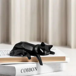 Modern Minimalist Cat Figurine - Stylish Bookshelf & Desk Ornament (Black)