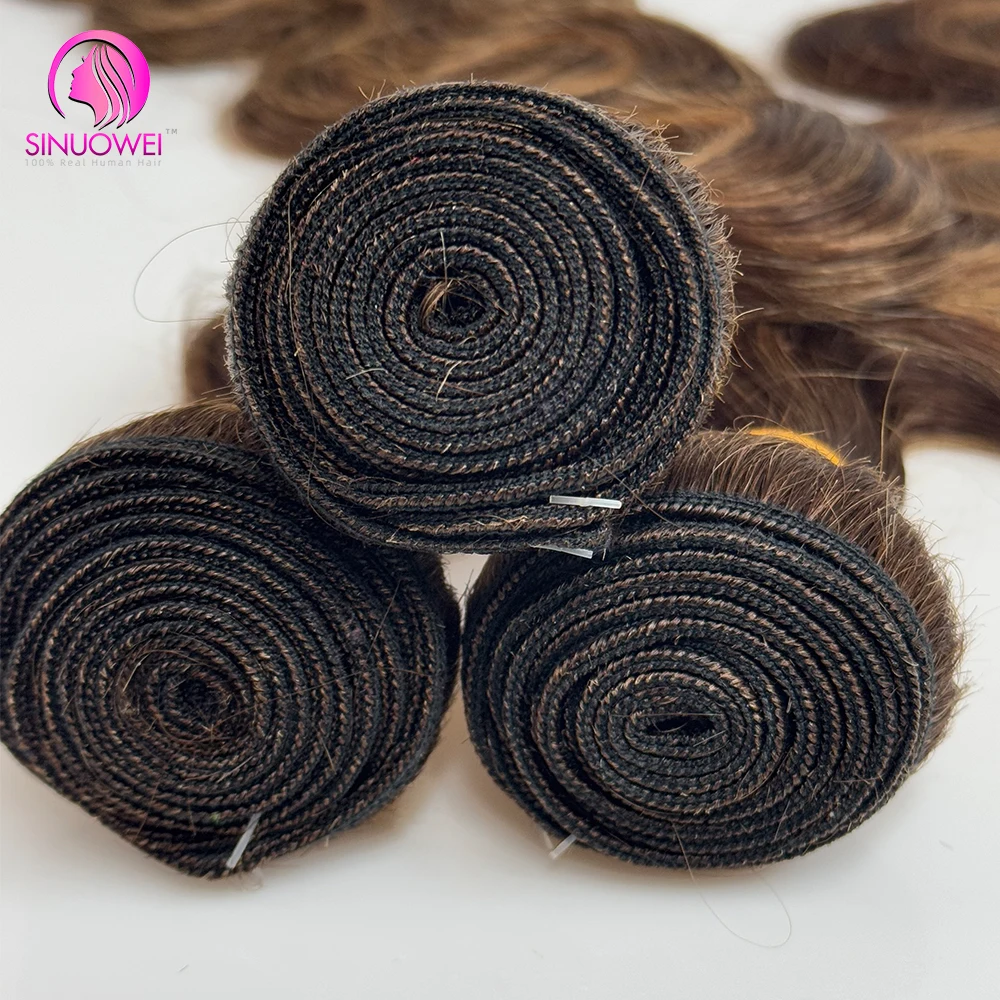 30 32 Inch Highlight Body Wave Bundle 100% Human Hair Bundle P4/27 Honey Brown Brazilian Hair Bundles 1 3 4 Remy Hair Bundle 3