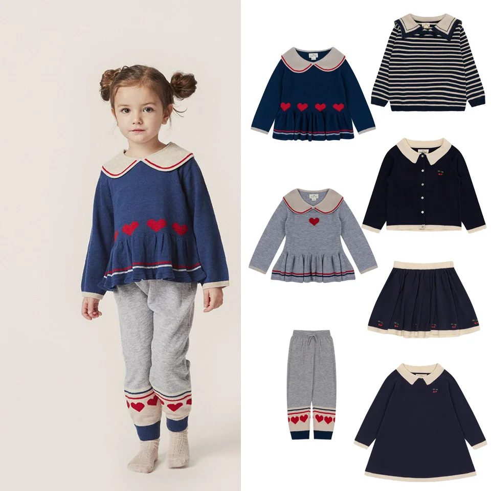 

Girls Jumper 23 Autumn And Winter New Fashion Korean Version Of The Love Top Cotton Doll Collar Girls Dress Children's Clothing