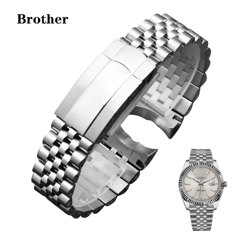 20 21Mm Solido Bracciale In Acciaio Inossidabile Da Uomo Cinturino Di Lusso Per Rolex Oyster Perpetual Datejust Daytona Submariner Cinturino In Argent