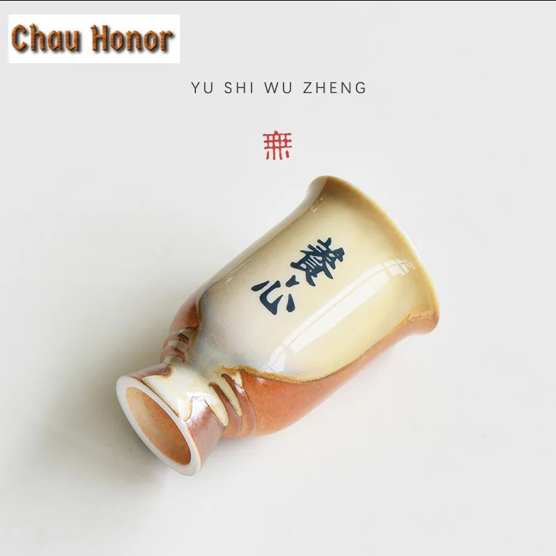 2pc/lot Coarse Potter High Foot Teacup Tea Bowl Single Cups Tea-tasting Meditation Cup Chazhan Master Cups Liquor Small Mug 75ml