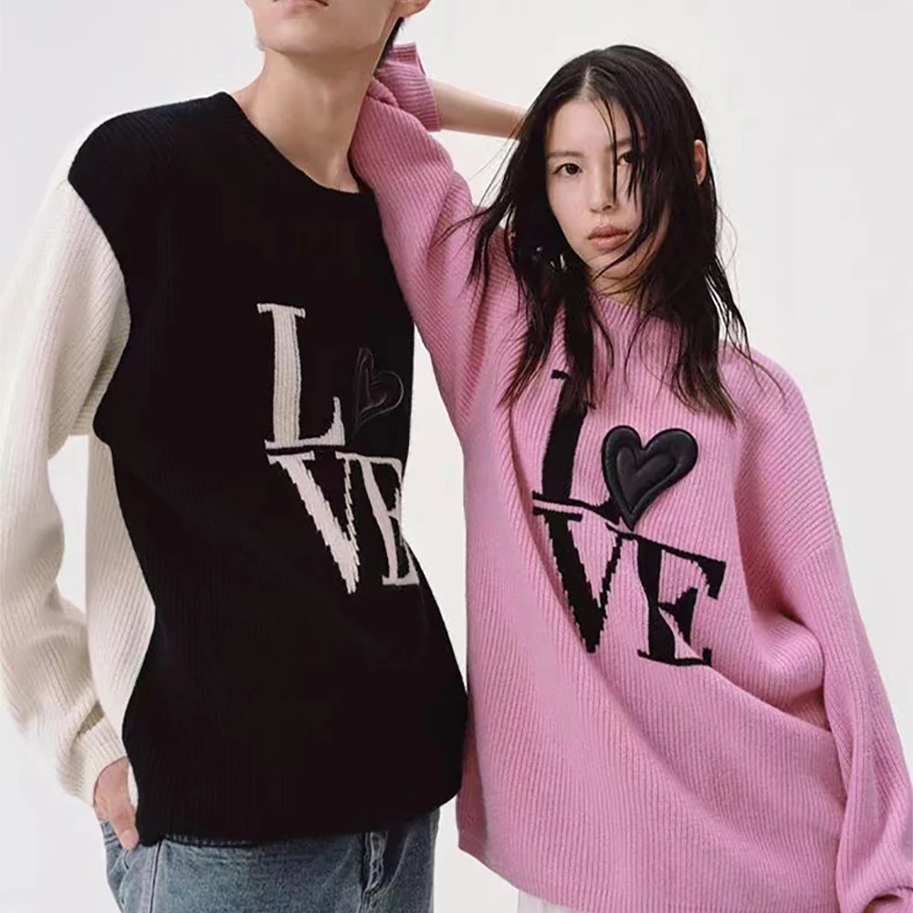 

Loose And Lazy Wind Letters LOVE Jacquard Wool Knitted Sweater Pullover Women's 2022 Autumn And Winter Foreign Style Long Sweate