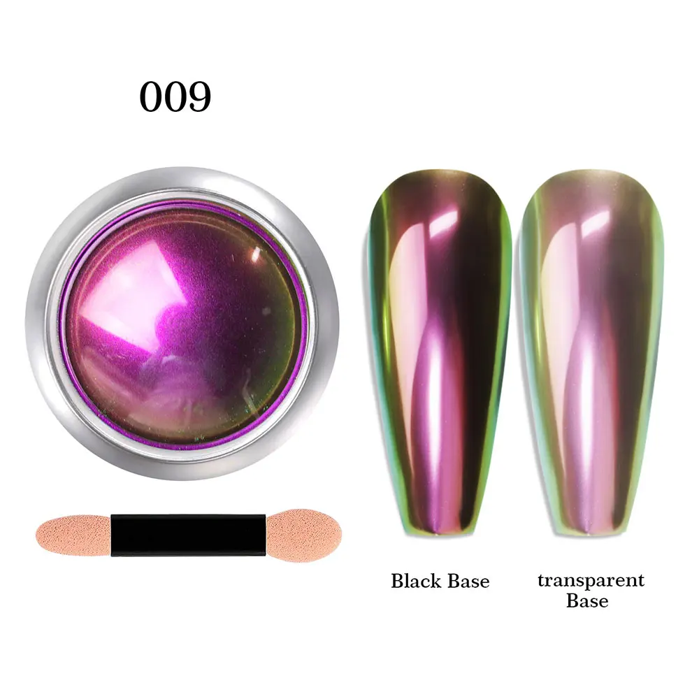 12Colors Chameleon Chrome Nail Powder Laser Magic Mirror Nail Glitter Dust Holographic Metallic Rubbing Dust Decoration R6B