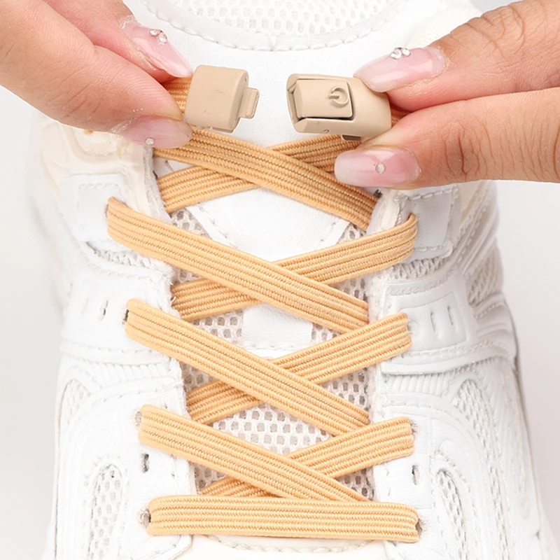 

Colored Lock Flat Shoelaces Without Tie Elastic Shoe Laces For Sneakers Men And Women Casual Shoes Accessories Lazy Shoelace