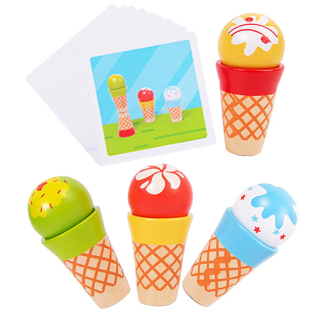 

Ice Cream Toy Pretend Play Food For Kitchen Dessert Accessories Toys Wooden Baby Stacking