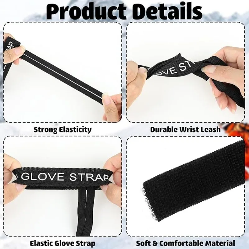 Skiing Sport Glove Straps Elastic Wrist Leash Glove Strap Handcuffs Glove Strap for Ski Snowboarding Mountaineering Accessories 6