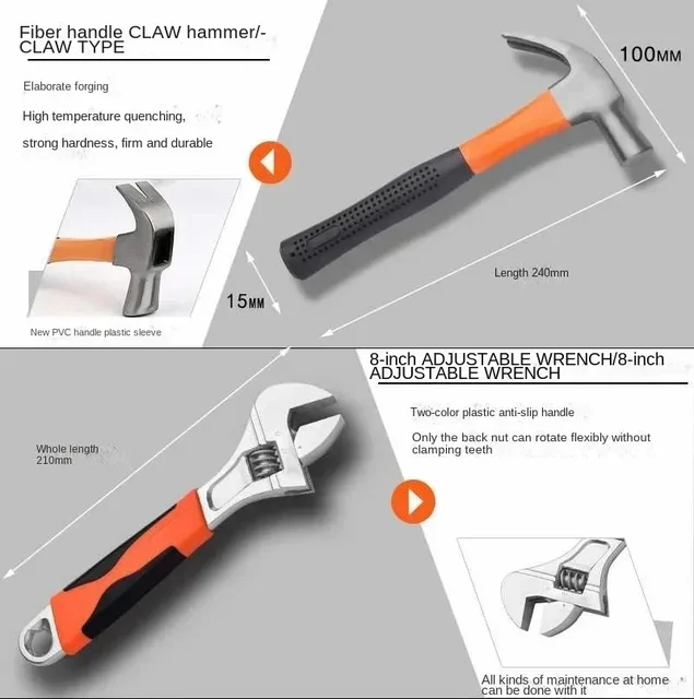 16.8V 120 In 1 Household Hardware Tool Set Lithium Battery Power Tool Electric Drill Combination Set Toolbox Pliers Saws Hammer 3