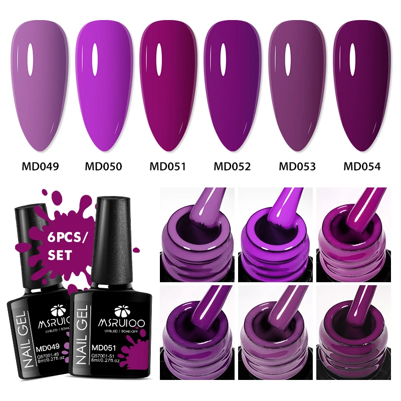 MSRUIOO 6Pcs/Set Gel Nail Polish White Black Gold Glitter Semi Permanent Nail Art Gel Varnish Manicure For Nails Nail Supplies 2