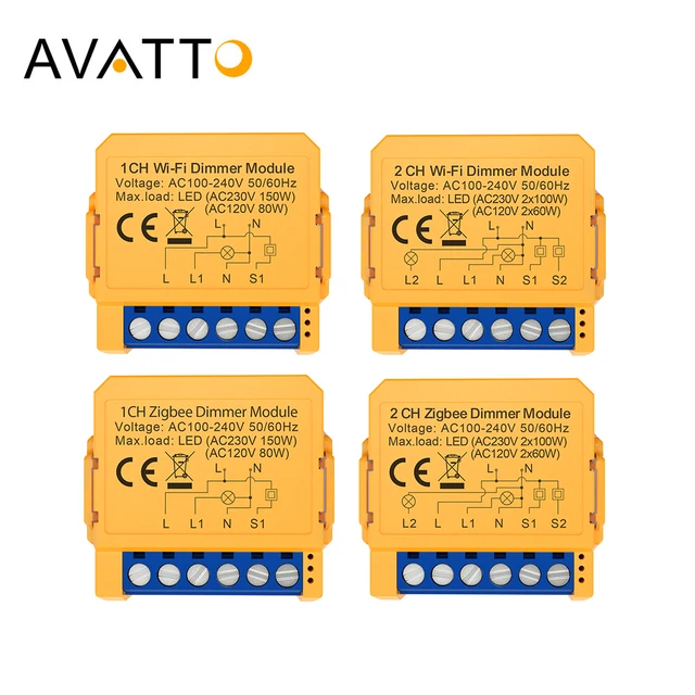 Avatto Tuya ไวไฟ /zigbee 1/2แก๊งโมดูลสวิตช์หรี่ไฟ, โมดูล sakelar peredup อัจฉริยะควบคุมรีโมทแอปสำหรับ Alexa Google Home 1
