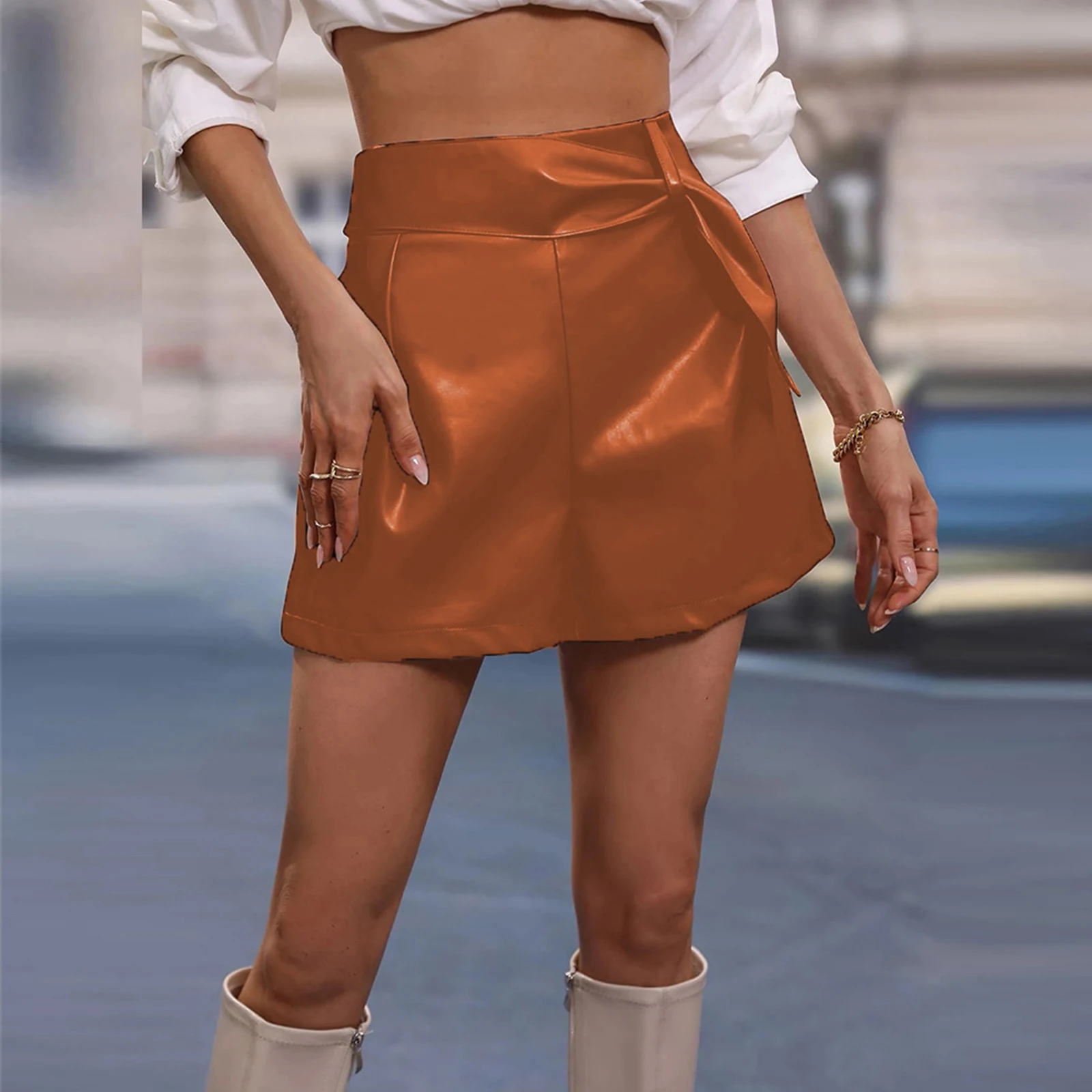 

Шорты женские из искусственной кожи, модные декоративные Короткие штаны с боковой молнией, для клуба, музыкального фестиваля, концерта