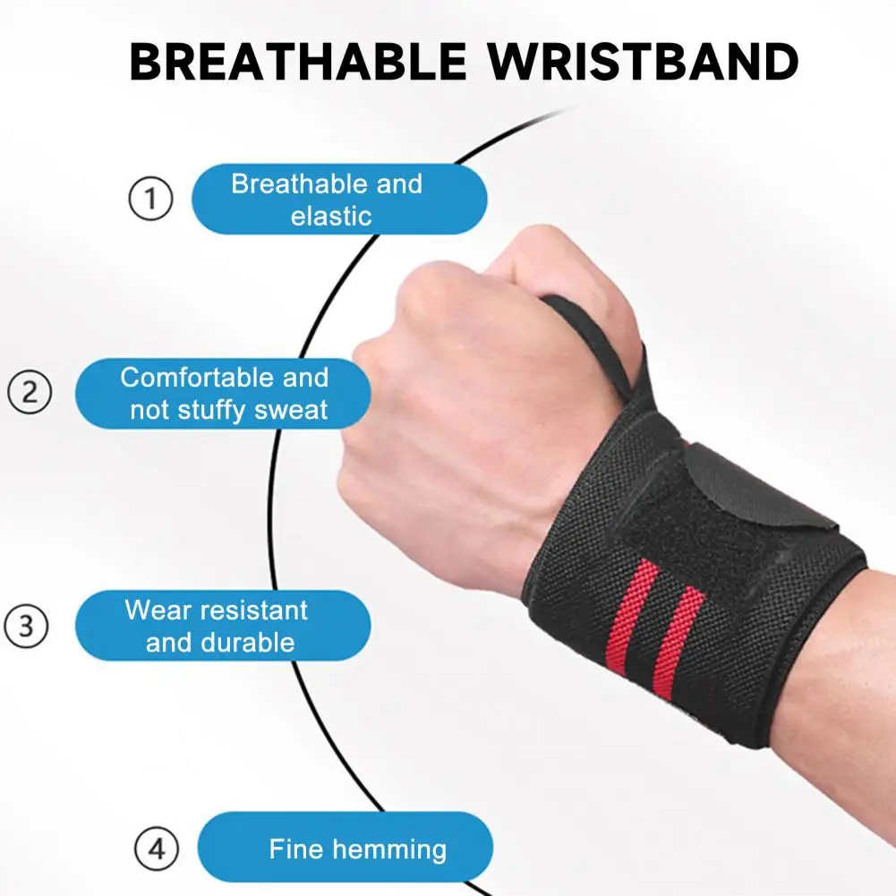 Sports Wristband Compression Wrist Wrap Soft Gym Wrist Brace with Thumb Loop Fastener Tape for Carpal Tunnel Arthritis Pain