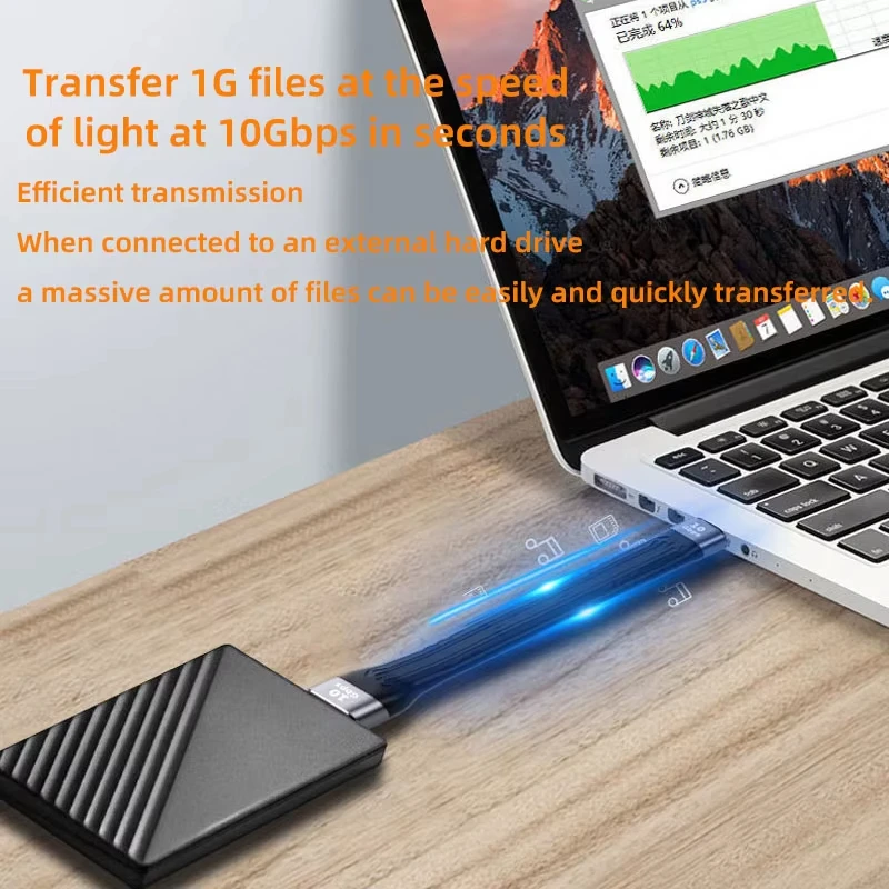 Ultra-Short Portable Type-C to USB-A Fast Charging Cable, 10Gbps High-Speed Data Transfer, 13cm