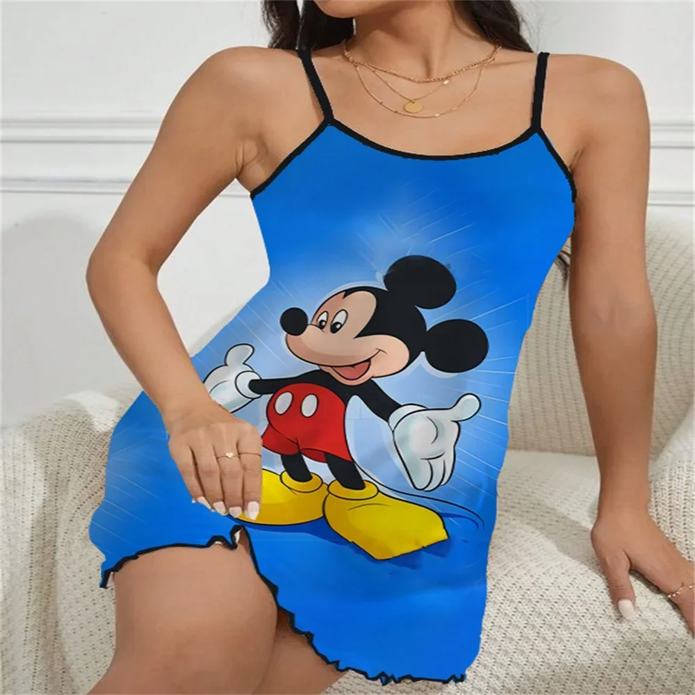 

Mickey Fantasy Nightgown Woman Night Sexy Night Dress Women Free Shipping Sleeveless Pajamas Woman Summer Offers Sleepwear 2024
