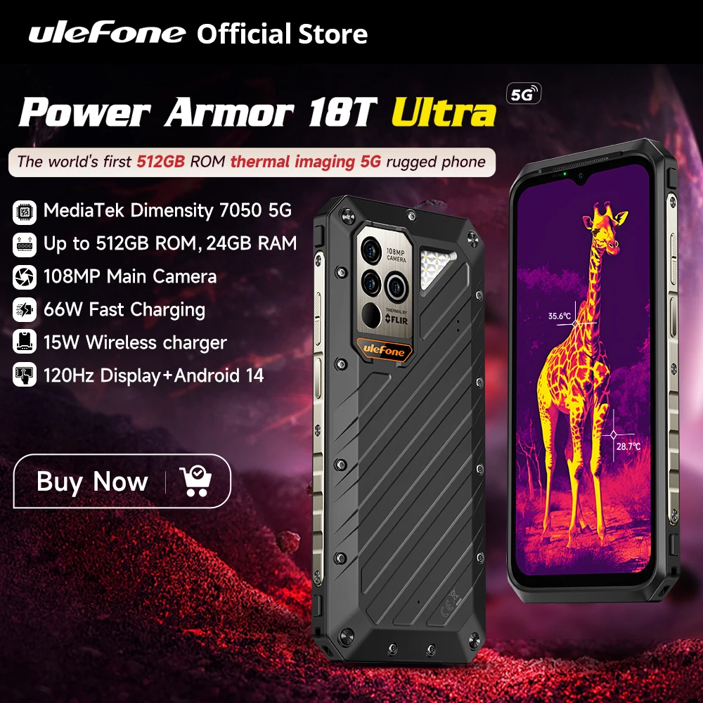 Ulefone Power Armor 18T Ultra 5G Rugged Phone 512GB ROM +