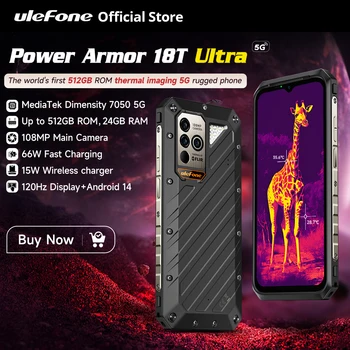 Ulefone Power Armor 18T Ultra 5G Rugged Phone 512GB ROM +24GB RAM Thermal Imaging Camera  smartphone Android Mobile Phone