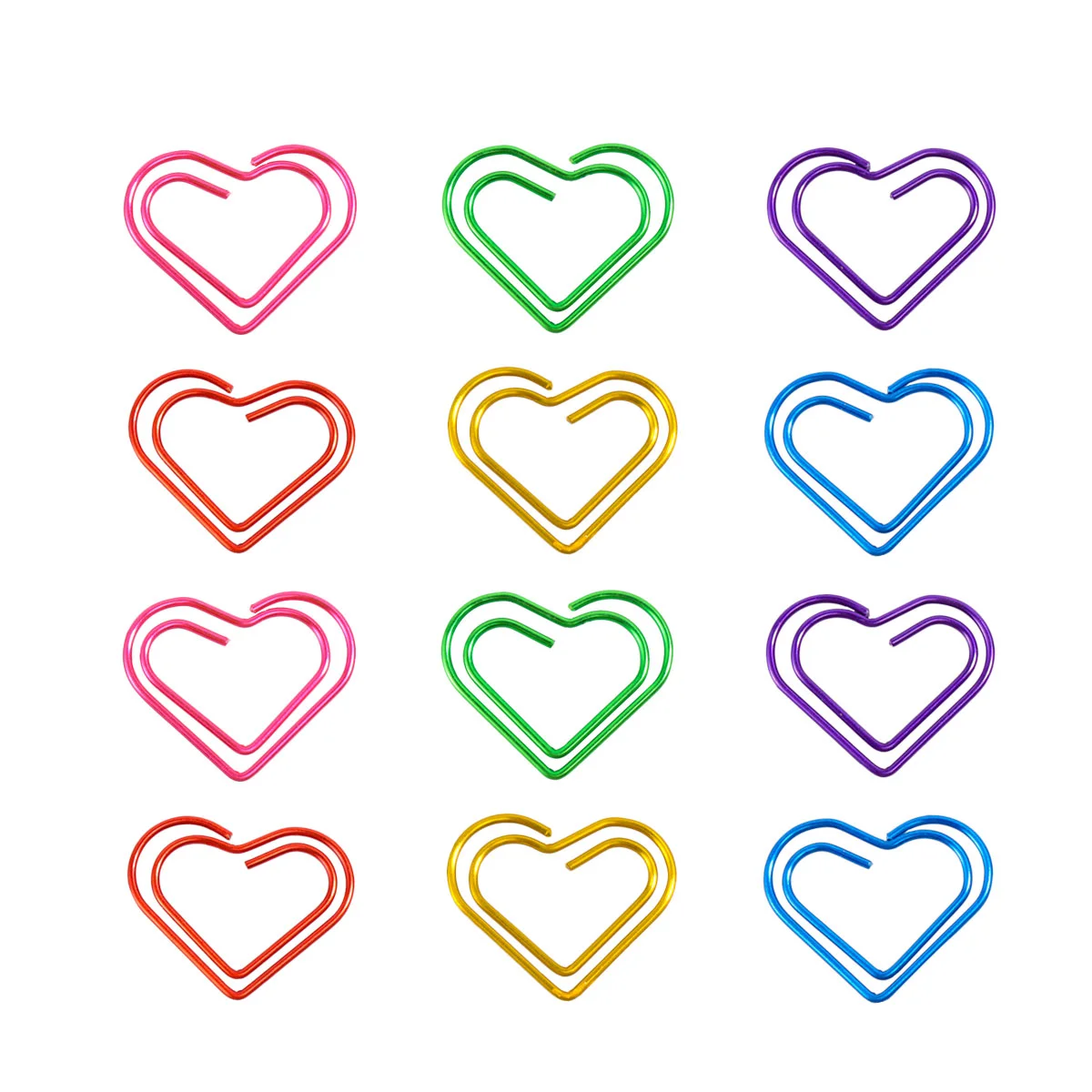 

12pcs Metal Paper Clips Creative Heart-shaped Cololful Note Photo Sign Clips Bookmark Clips for Home Office School (Mixed Color)