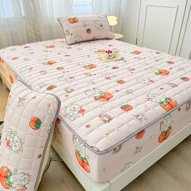 Adorable housse de matelas ajustée en coton lavé matelassé – Design de fille super mignon, hypoallergénique 5