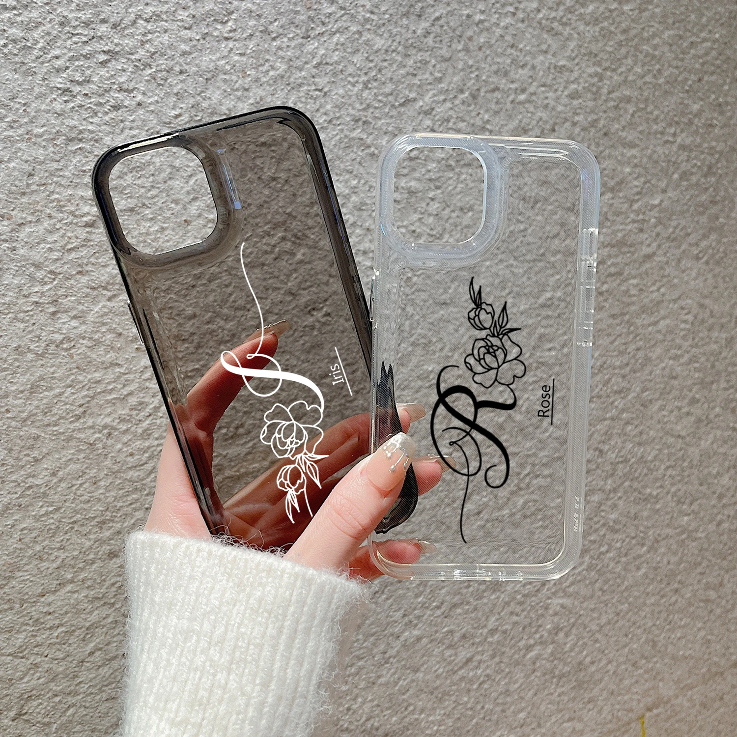 Customized Rose Pattern Phone Case - Personalized Clear Soft Shockproof TPU Cover