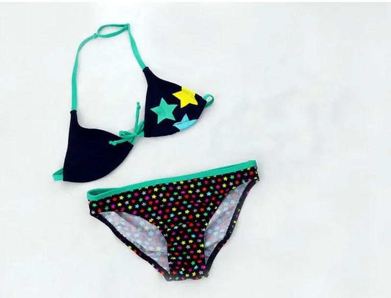 New Summer Bathing Suit Girls Split Two-pieces Swimwear Children Cute Star Pattern Split Bikini Girls Swimsuit two piece swimsuit kids two piece swimwear