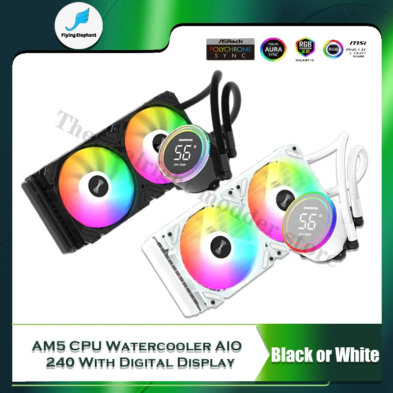 CPUWatercooledAIOCoolingRadiator240RGBTempMonitorDisplay