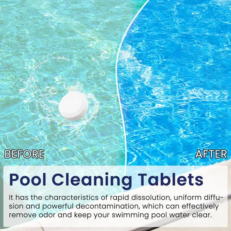 10 PCS Swim Pool Tablets Effervescent Tablets Odor Remover Slow Dissolving Fast Acting Tablets Odor Eliminator Water Purifier