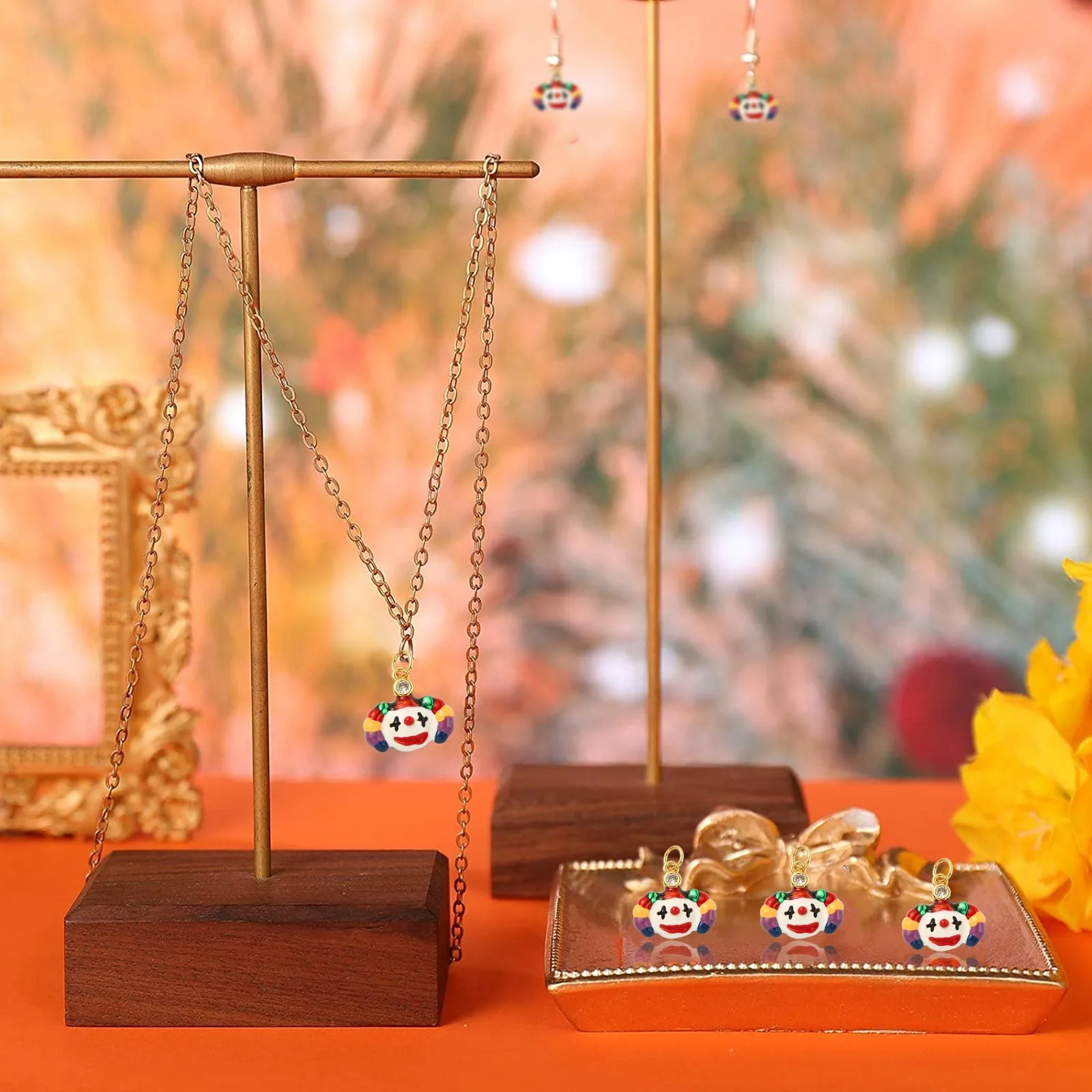 Pandahall 3pcs Cute Clown Hanging Pendants Brass Micro Pave Zirconia Clown Decorations for Xmas Tree Pendants and Party Favors