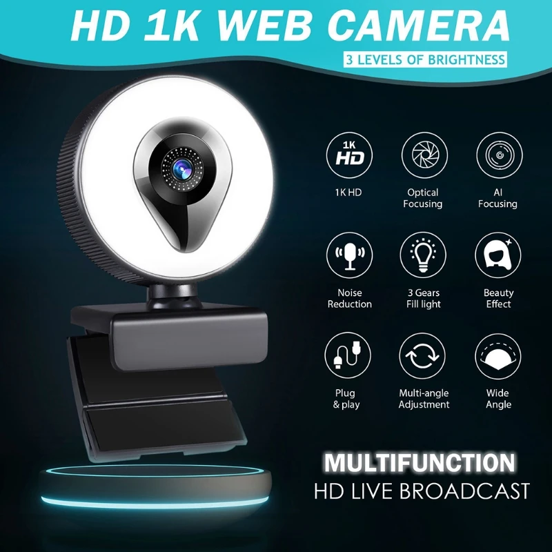 1080P 4K 2K 웹캠 웹 카메라 360° USB 마이크 라이브 뷰티 캠 비명 라이브 드롭 배송