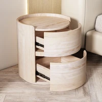 Modern Round Nightstand with PU Leather Top