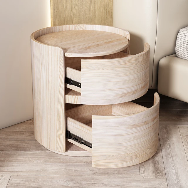 Modern Round Nightstand with PU Leather Top Modern Round Nightstand with PU Leather Top