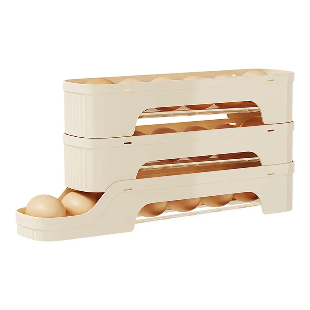 3 Layers Fridge Egg Storage Box Automatic Rolling Eggs Holder Rack Ladder Style Refrigerator Eggs Dispenser Egg Organizer Holder 5