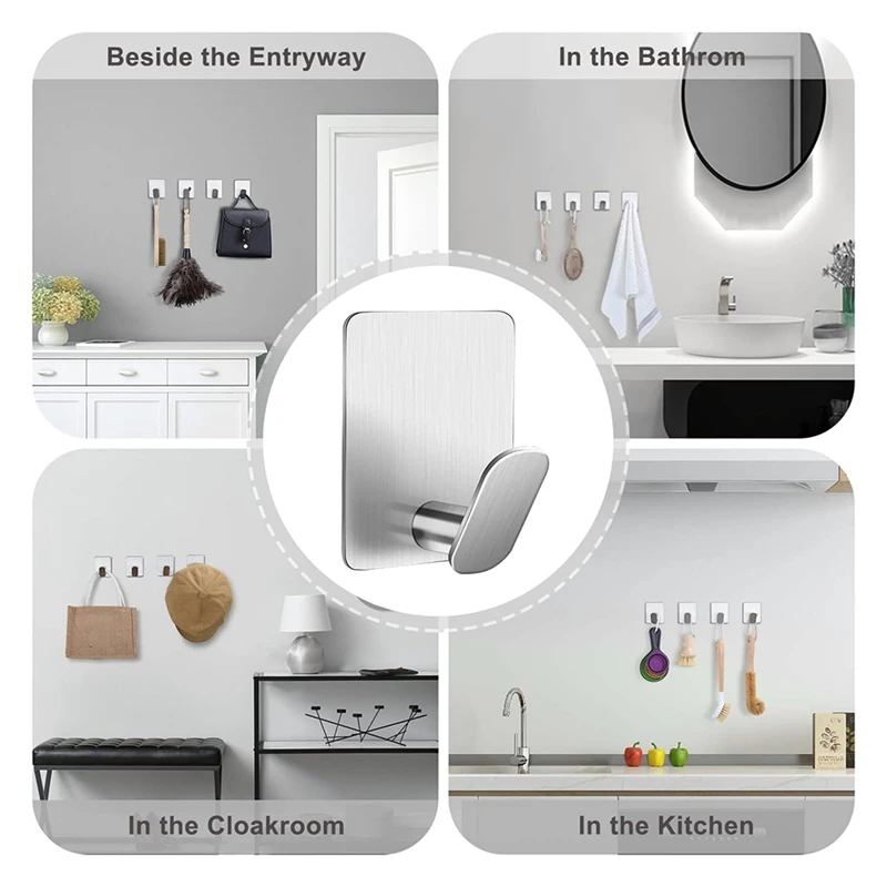 M12kno Punching Stainless Steel Hook Stainless Steel Hook Kitchen Bathroom Toilet Coat Towel