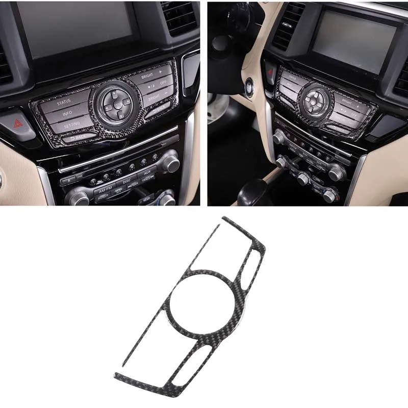 

Для 2013-2018 Nissan Pathfinder мягкое углеродное волокно Кнопка экрана навигации автомобиля рамка наклейка для защиты интерьера автомобиля аксессуары