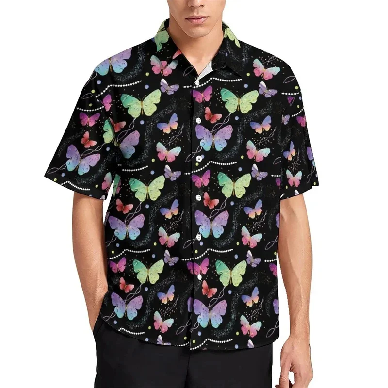 thumbnail image 1 of Blusas con estampado 3D de mariposas para niños, ropa hawaiana de manga corta con estampado de animales para hombres, ropa de calle, camisas de playa, tops de lujo, 2024, 1 of 4