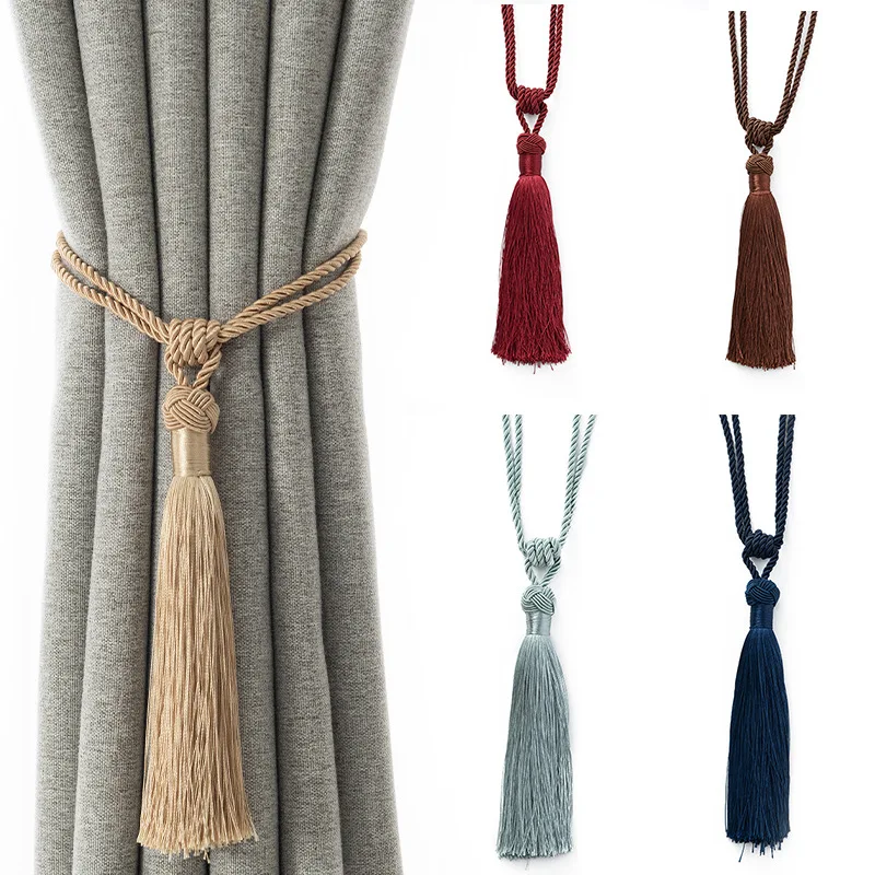 

1Pc Handmade Tassel Curtain Tieback Room Accessories Gold Buckle Rope Home Decoration Holdback Window Fringe