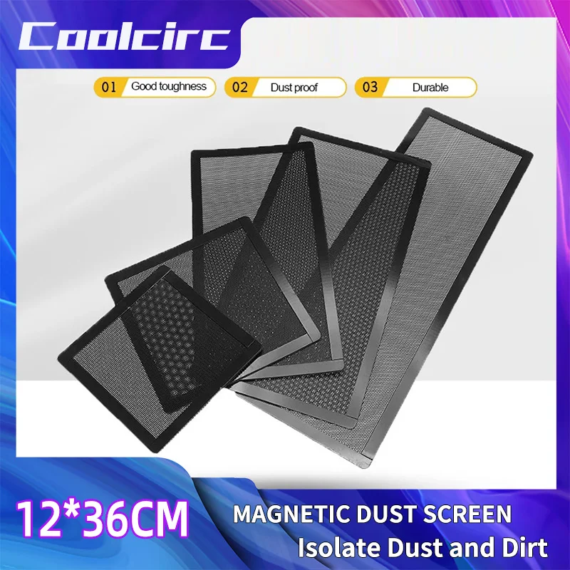 Computer Case Fan Covers Magnetic Dustproof PVC Filter Mesh 12x12/24/36cm Universal Fit